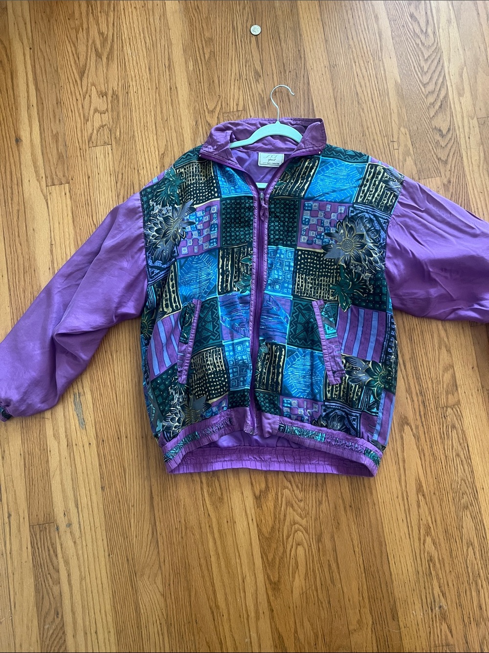 Vibrant Patchwork Purple Windbreaker Jacket